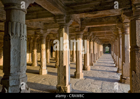 Sala Colonne, royal enclave, rovina della città di Mandu, Madhya Pradesh, India settentrionale, Asia Foto Stock