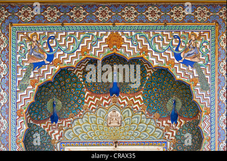 Peacock Gate, il Palazzo di Città, Jaipur, Rajasthan, India, Asia Foto Stock