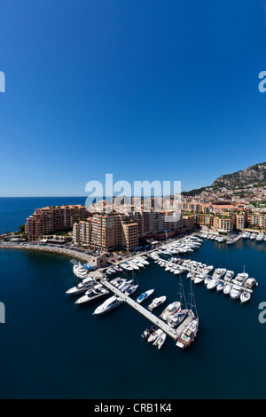 Porto di Fontvieille, Monaco-Fontvieille, Monte Carlo, il Principato di Monaco, Côte d'Azur, Mare Mediterraneo, Europa Foto Stock