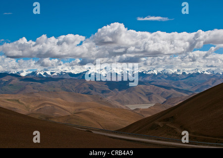 Vista del monte Everest e Himalaya, Tibet, Asia Foto Stock