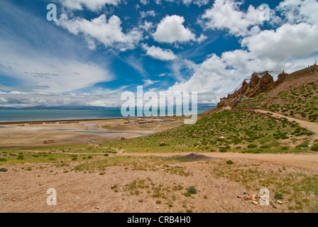 Chiu Monastero a lago Manasarovar, West Tibet Tibet, Asia Foto Stock