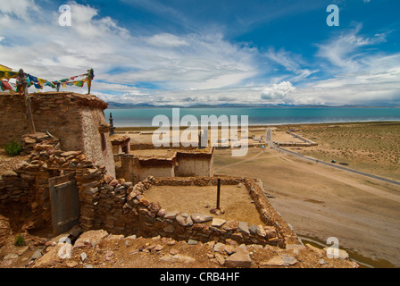 Chiu Monastero a lago Manasarovar, West Tibet Tibet, Asia Foto Stock