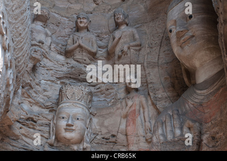 Grotte di Yungang, inizio grotta buddista templi, Sito Patrimonio Mondiale dell'Unesco, Shanxi, Cina e Asia Foto Stock