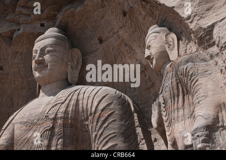 Grotte di Yungang, inizio grotta buddista templi, Sito Patrimonio Mondiale dell'Unesco, Shanxi, Cina e Asia Foto Stock