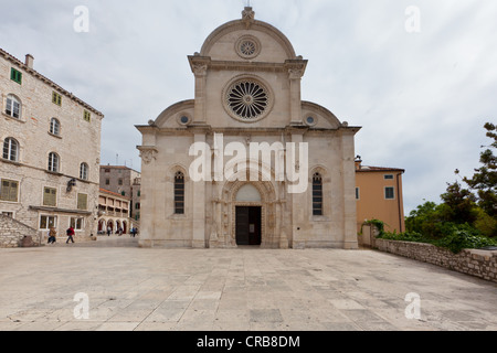 Katedrala svetog Jakova, la Cattedrale di San Giacomo, Sito Patrimonio Mondiale dell'UNESCO, Sibenik, Dalmazia centrale, Adriatico, Europa Foto Stock