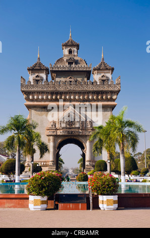 Arco di Trionfo, Patuxai, Vientiane, Laos, Indocina, Asia sud-orientale, Asia Foto Stock