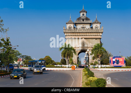 Arco di Trionfo, Patuxai, Vientiane, Laos, Indocina, Asia sud-orientale, Asia Foto Stock