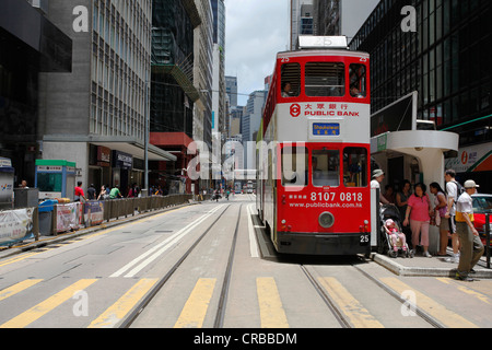 Tram storico dell'Isola di Hong Kong, Hong Kong Regione amministrativa speciale della Repubblica popolare di Cina e Asia Foto Stock