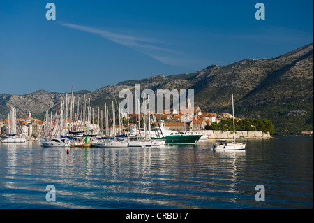 La città di Korcula, Isola di Korcula, Dalmazia, Croazia, Europa Foto Stock