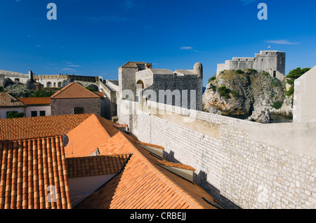 Le mura della città, Bokar Fortezza, Dubrovnik, Dalmazia, Croazia, Europa Foto Stock