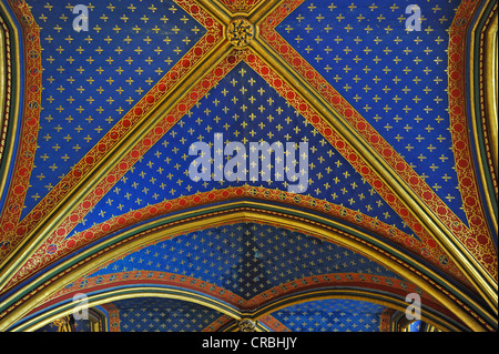 Costruzione del soffitto della cappella inferiore, Chapelle Basse, Sainte-Chapelle cappella, un ex cappella reale, Cite, Parigi, Francia Foto Stock