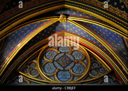 Costruzione del soffitto, cappella inferiore o la Chapelle Basse, Sainte-Chapelle ex cappella del palazzo, Île de la Cité, Parigi, Francia Foto Stock