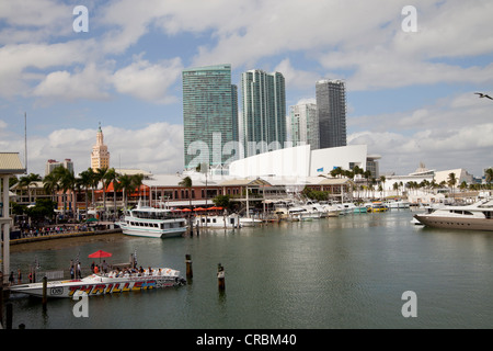 Marina al Bayside Marketplace, downtown Miami, Florida, Stati Uniti d'America Foto Stock