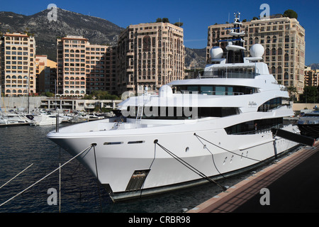 Motoryacht signora Christina nel porto di Cap d'Ail vicino a Monaco, Alpes Maritimes, Regione Provenza-Alpi-Costa Azzurra, Francia Foto Stock