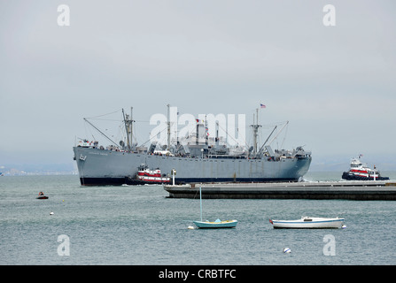 Nave Liberty SS Geremia O'Brien, San Francisco Maritime Historic Park, Pier 45, Fisherman Wharf, Porta San Francisco Bay Foto Stock