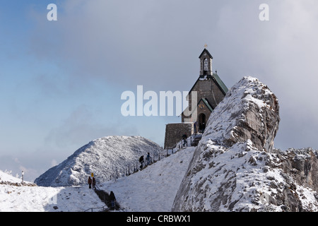 Wendelsteinkircherl, chiesa sul monte Wendelstein, Mt Wendelstein, montagne Mangfall, Alta Baviera, Baviera, Germania, Europa Foto Stock