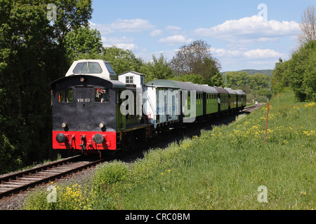 V36 locomotiva diesel, museo ferroviario vicino Ebermannstadt, Svizzera della Franconia, Alta Franconia, Franconia, Bavaria Foto Stock