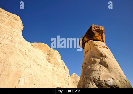 White Hoodoos, toadstool hoodoos, rimrocks, Scalone Escalante National Monument, GSENM, Utah, Stati Uniti d'America Foto Stock