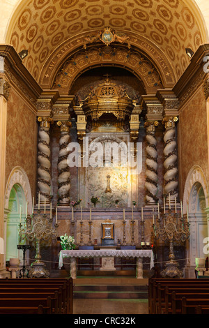 Altare nella chiesa del monastero Santuari de San Salvador, Felanitx, Maiorca, isole Baleari, Spagna, Europa Foto Stock