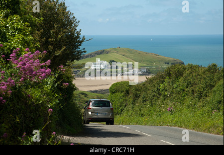 Burgh isola vista da un paese lane in Bigbury sul mare South Devon England Regno Unito Foto Stock