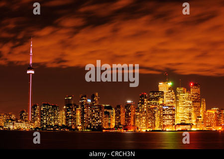 Skyline di notte, Toronto, Ontario, Canada, America del Nord Foto Stock