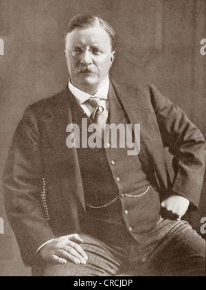 Teodoro "" di Teddy Roosevelt, 1858 - 1919. Ventiseiesimo Presidente degli Stati Uniti d'America. A partire dall'anno 1910 illustrata. Foto Stock