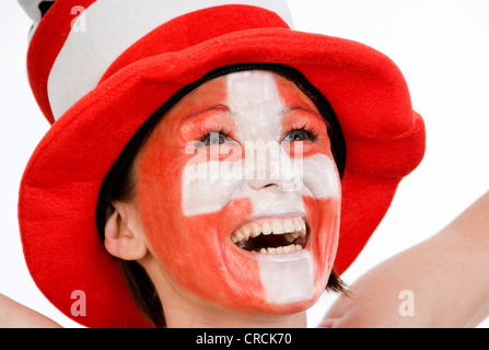 Austriaco femmina tifoso di calcio Foto Stock