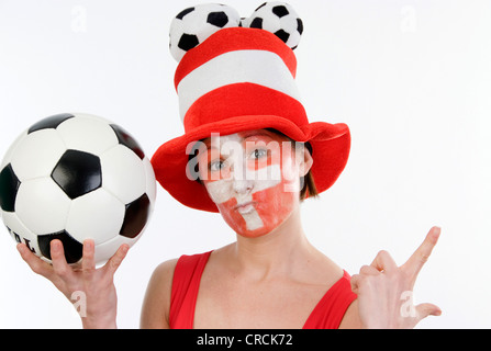 Suiss femmina tifoso di calcio Foto Stock