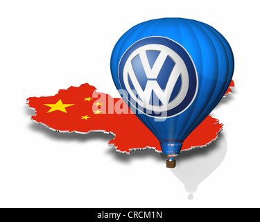 Profilo della Cina, mongolfiera, logo Volkswagen Foto Stock