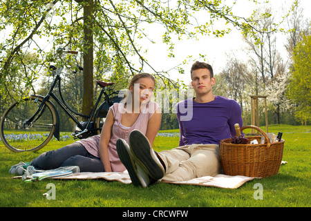 Coppia giovane con picnic Foto Stock