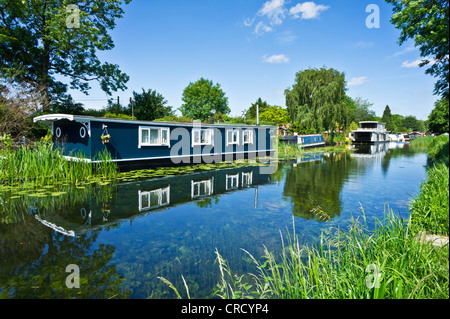 Imbarcazioni strette chiatte e case galleggianti sul Erewash canal a Sawley nei pressi di Long Eaton, Derbyshire, Inghilterra, GB, Regno Unito e Unione europea, Europa Foto Stock