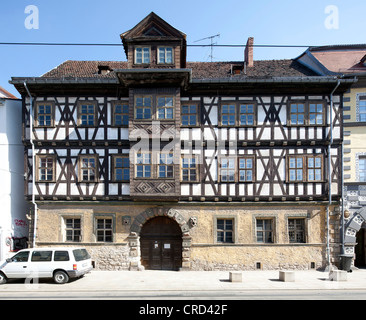 Haus zum Mohrenkopf edificio, casa in legno e muratura, Erfurt, Turingia, Germania, Europa PublicGround Foto Stock