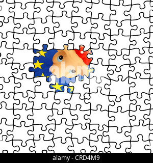 Euro salvadanaio appare in un puzzle Foto Stock