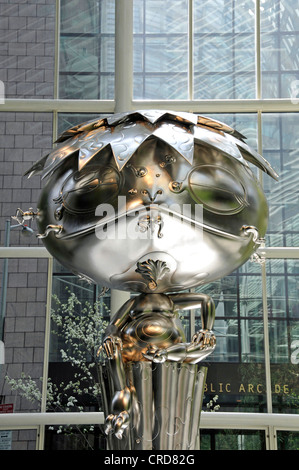 Arte moderna Buddha ovale di Takashi Murakami, Garden Plaza, IBM Building, USA, Nuova città Vork, Manhattan Foto Stock