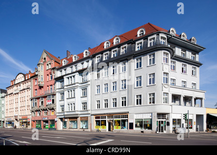 Storici edifici commerciali, Bahnhofstrasse, Eisenach, Turingia, Germania, Europa PublicGround Foto Stock