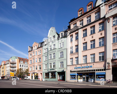 Storici edifici commerciali, Bahnhofstrasse, Eisenach, Turingia, Germania, Europa PublicGround Foto Stock