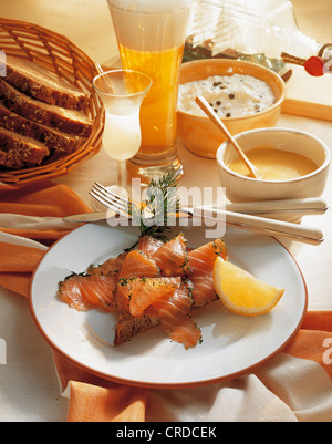 Filetto di salmone marinato, Norvegia. Foto Stock