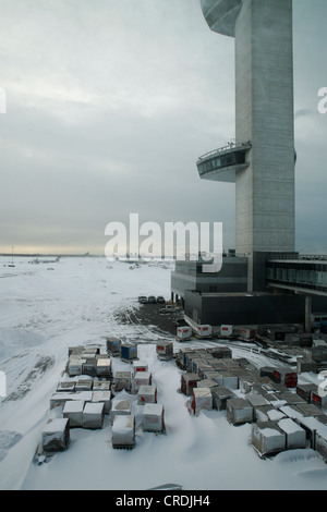 Una bufera di neve mettendo di New York JFK Airport fuori servizio per diversi giorni in dicembre 2010, New York, USA, America Foto Stock