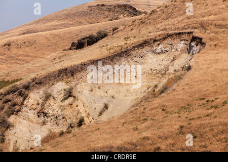 Collina erosa a causa di frana - California USA Foto Stock