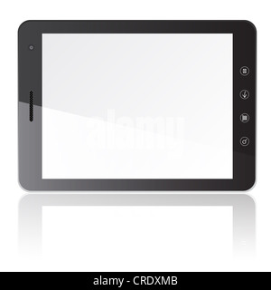 Tablet PC con schermo vuoto orizzontalmente isolati su sfondo bianco. Illustrazione Vettoriale. Foto Stock