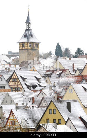 gate tower of Marbach am Neckar, Germany, Baden-Wuerttemberg Foto Stock