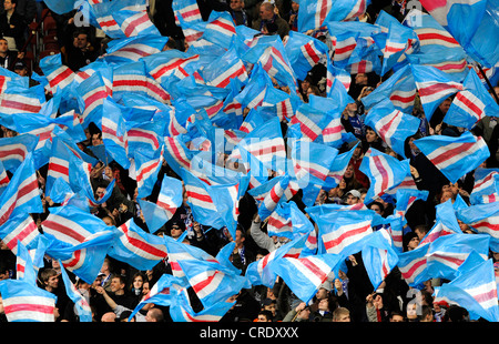 Stand con i fan di FC Hansa Rostock Foto Stock