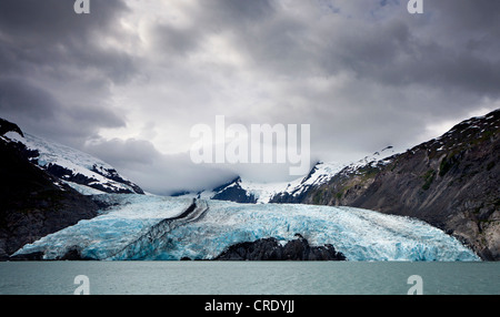 Ghiacciaio Portage Portage sul lago nel Chugach Mountains sulla Penisola di Kenai vicino a Anchorage in Alaska,, STATI UNITI D'AMERICA Foto Stock