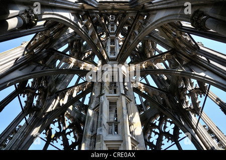 La guglia, vista interna, scala per la piattaforma di osservazione, Ulmer Muenster, Ulm Minster, chiesa, Ulm, Baden-Wuerttemberg Foto Stock