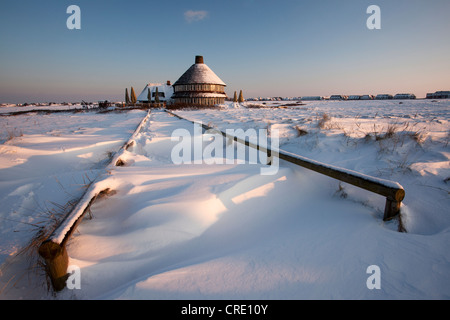 Atmosfera invernale con ghiaccio e neve, isola di Sylt, Schleswig-Holstein, Germania, Europa Foto Stock