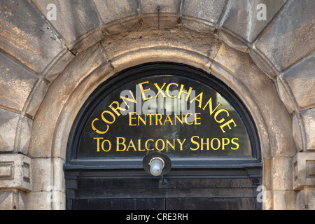 Porta laterale per il Corn Exchange, Leeds, West Yorkshire, Regno Unito Foto Stock