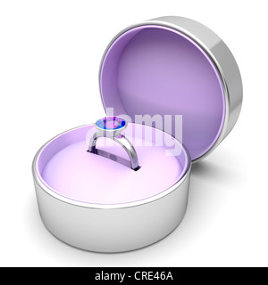 Anello diamante in metallo confezione regalo Foto Stock