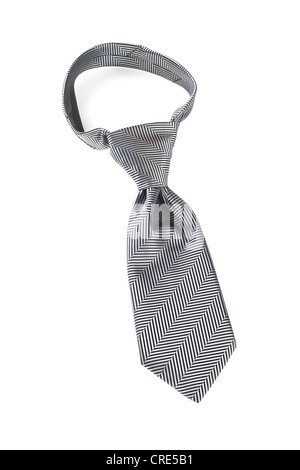 Cravatta grigio su bianco, con un nodo Windsor. Foto Stock