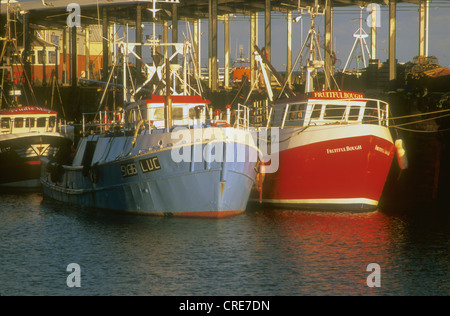 Due pescherecci ormeggiati a North Shields Docks nel nord-est dell'Inghilterra. Foto Stock