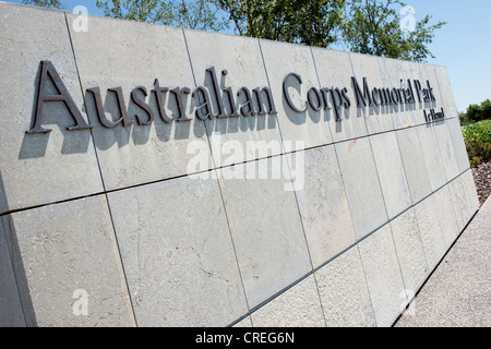 L'entrata dell'Australian Corps Memorial Park a Le Hamel, Francia Foto Stock